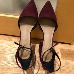Maroon Velvet Pointed Toe Block Heel